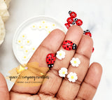 Lady bug and daisy stud earring set
